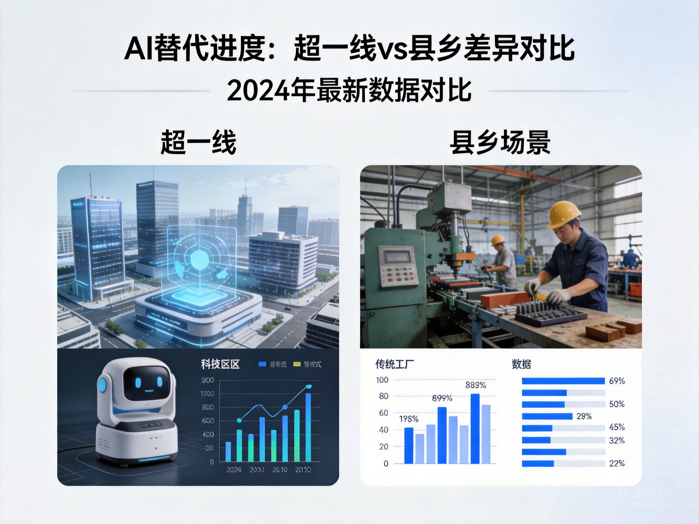 AI替代进度：超一线vs县乡差异对比